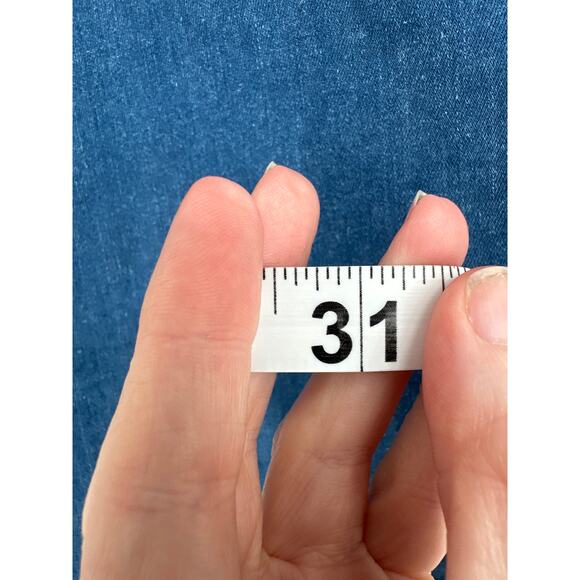 Free People Skirt Womens 12 Blue Denim Mini Snap Front Wrap Stretch Capsule Boho - Picture 8 of 8